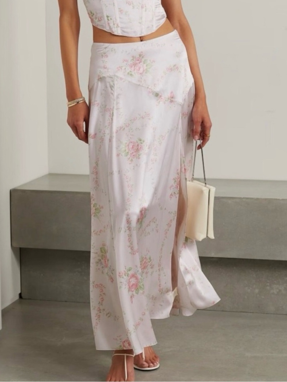 Floral silk Ziggy Slip Maxi Skirt